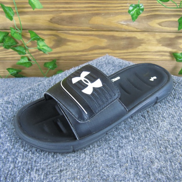 Under Armour Slide  Boys‎ Y 6 Medium Sandal Black Synthetic Hook & Loop - Picture 1 of 7